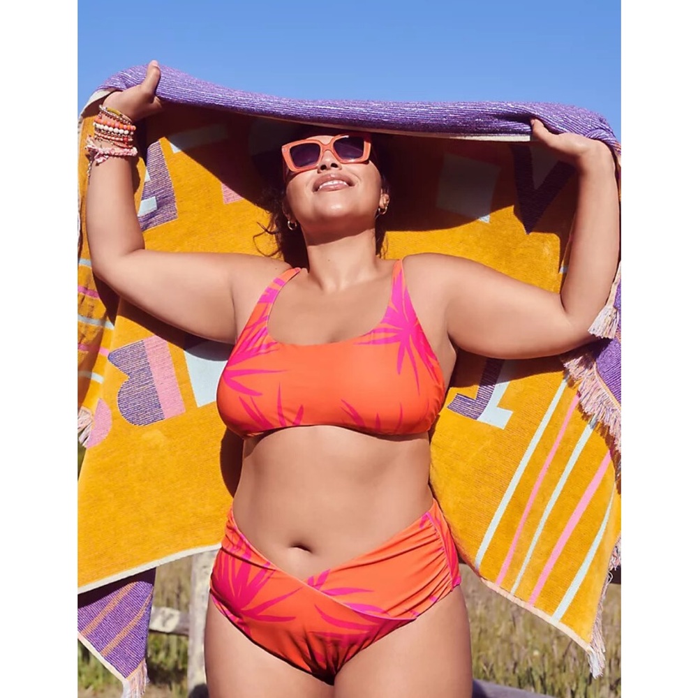 Vibrant Orange and Pink Women's Swimwear Top Only.